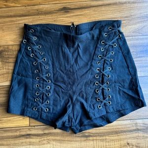 Mini shorts with crisscross detail